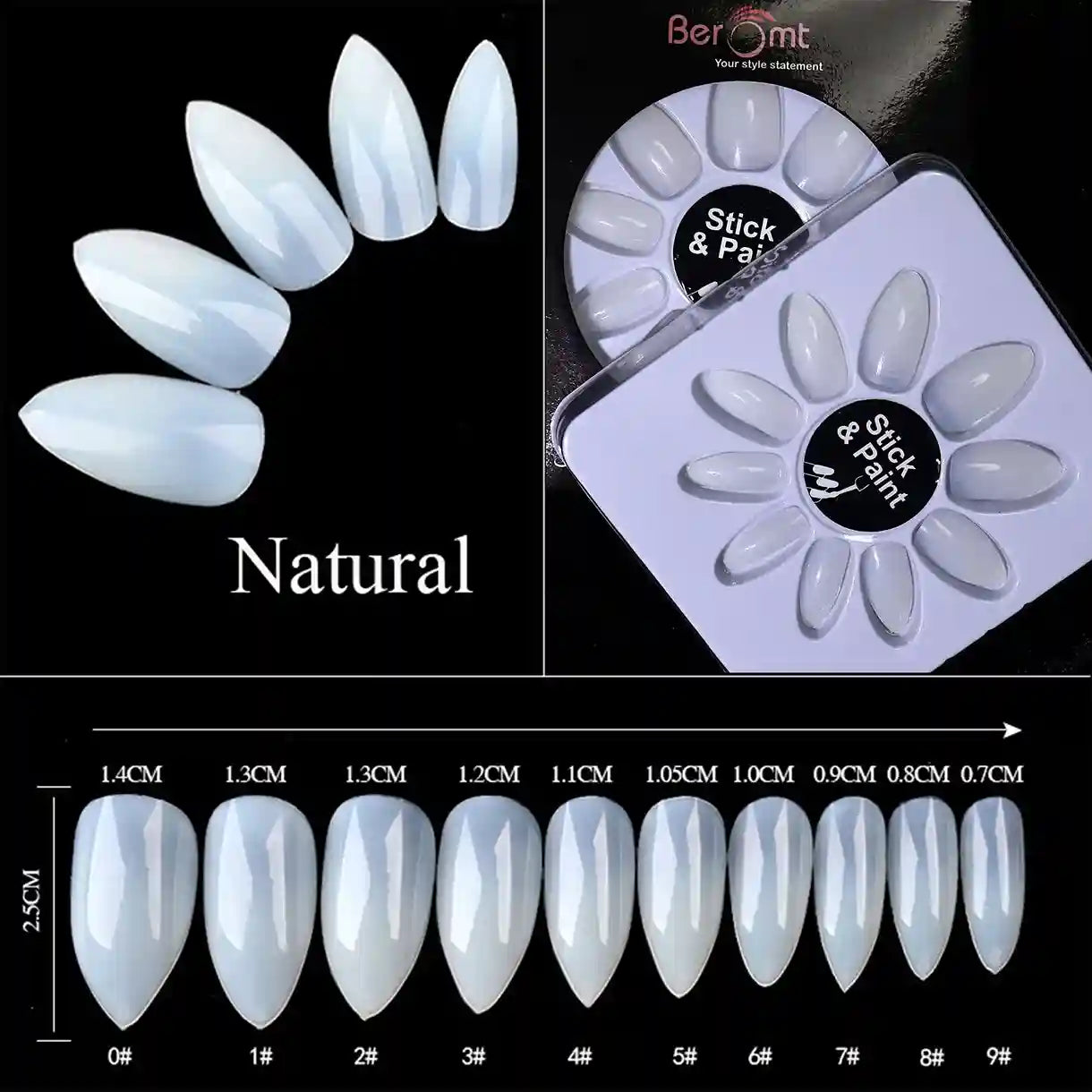 Acrylic Nails Pac of 1 Set Size in cm