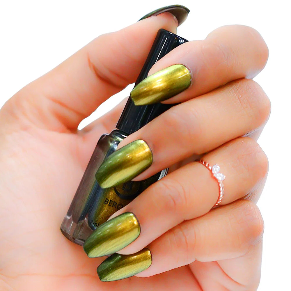 multichrome nail polish on long coffin nails
