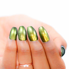 high-shine multichrome nail polish look