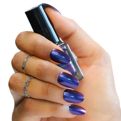 multichrome nail polish on acrylic nails