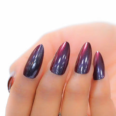 Swatch of holographic multichrome nail polish with iridescent finish