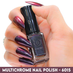 multichrome nail polish with Purple Green Gold Red color shift