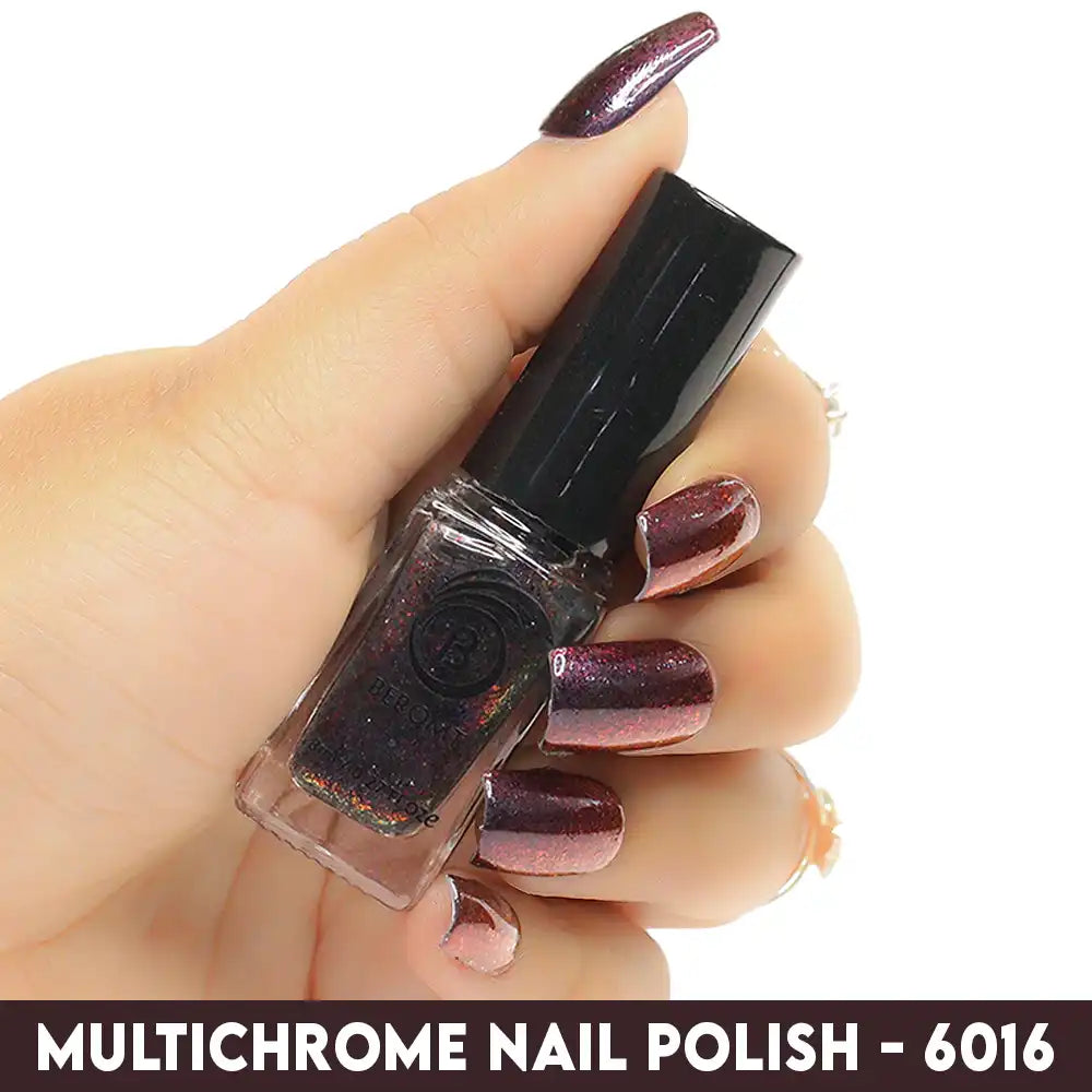 Color changing Red to Black chrome nail polish