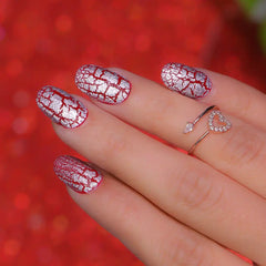 Bold Red Silver Crackle Nail Polish 
