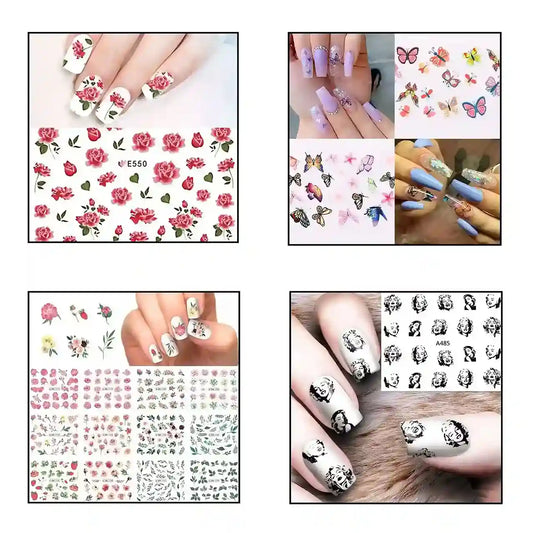 BEROMT NAIL FLOWER  WATER DECALS - 444 (SET OF ANY RANDOM 10)