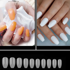 ACRYLIC NAILS STILETTO WHITE AND ORANGE COLOR