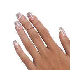 PLAIN LONG SQUARE FRENCH TIPS (NAIL KIT INCLUDED)