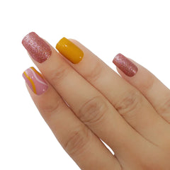 GLITTER LONG SQUARE NAILS (NAIL KIT INCLUDED)