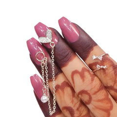 DOUBLE CHAIN CHARM BRIDAL NAILS - (NAIL KIT INCLUDED)