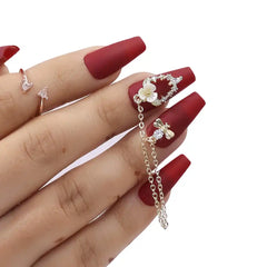 DOUBLE CHAIN CHARM BRIDAL NAILS - (NAIL KIT INCLUDED)