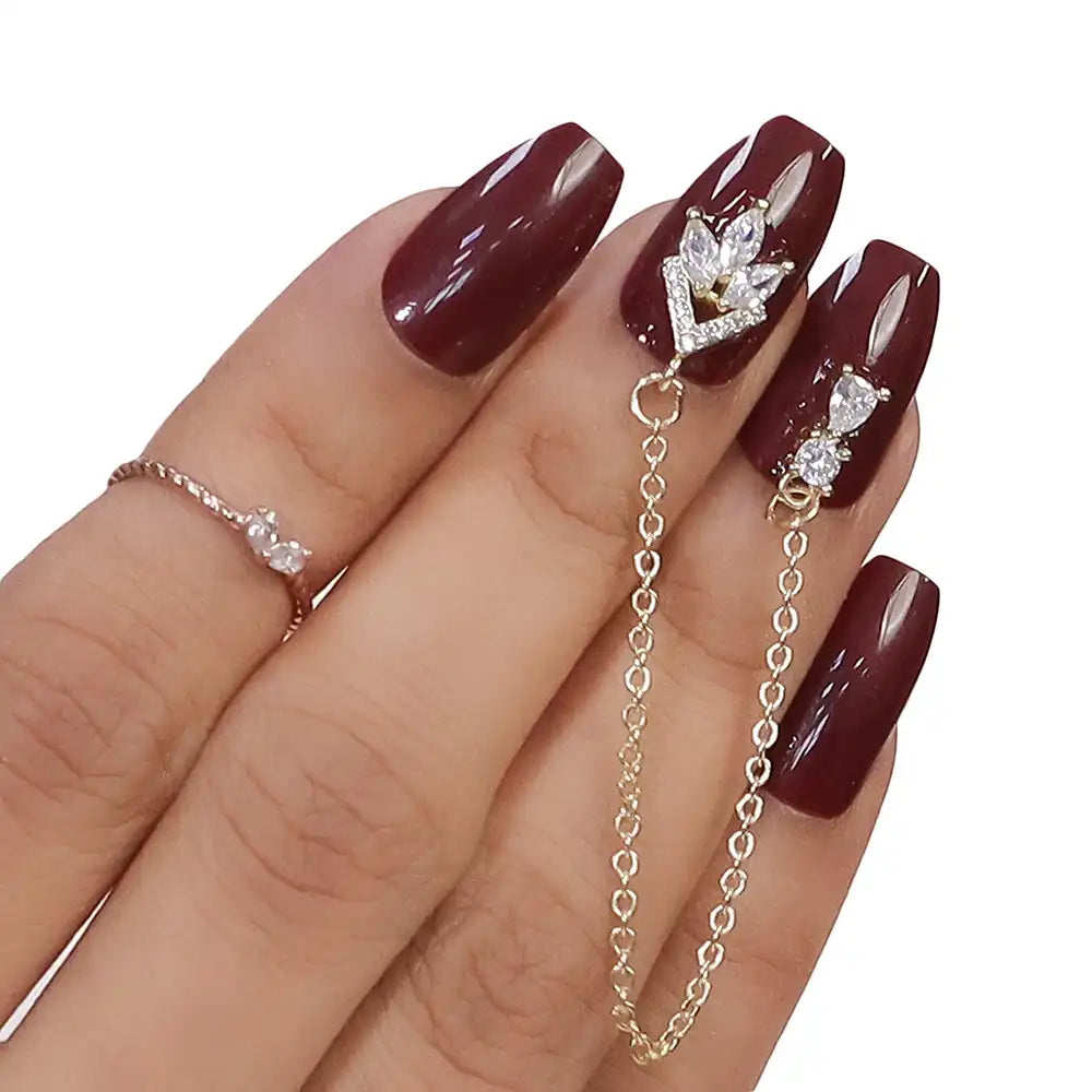 DOUBLE CHAIN CHARM BRIDAL NAILS - (NAIL KIT INCLUDED)