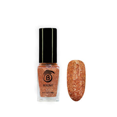 Copper Gold crushed metallic foil nail polish with sparkling and holographic effect.