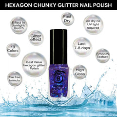 HOLO HEXAGON GLITTER NAIL POLISH