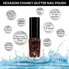 HOLO HEXAGON GLITTER NAIL POLISH