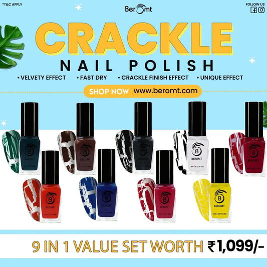 Crackle nail polish value sets combo of 9