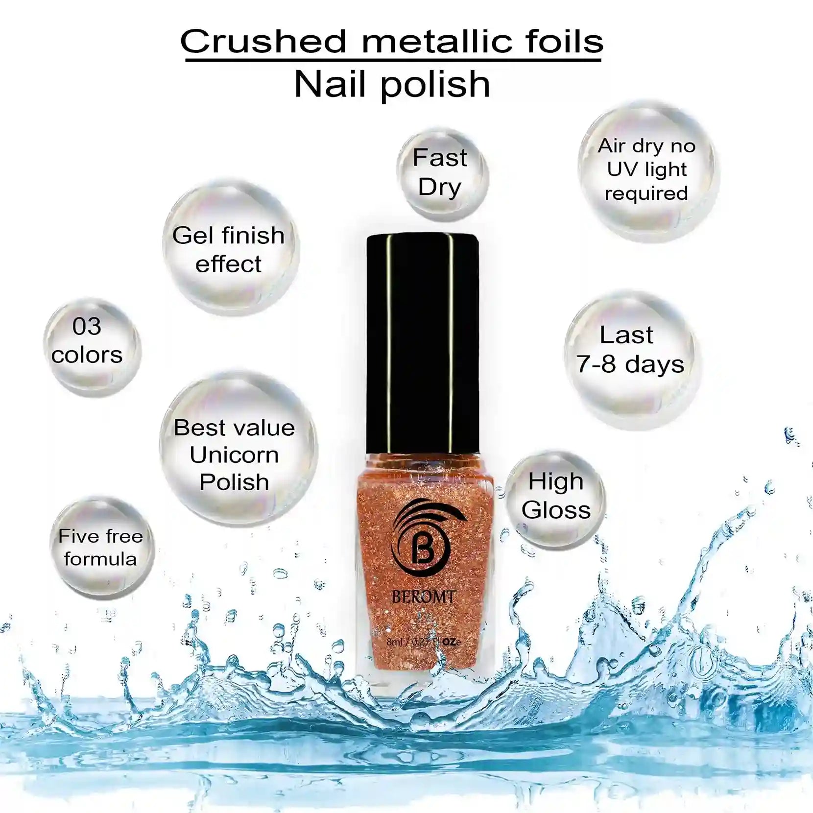 Positive aspect of copper gold crushed metallic foil nail polish 