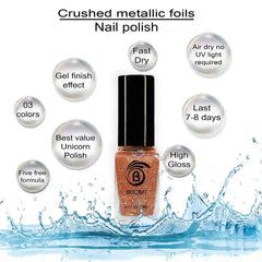 Positive aspect of copper gold crushed metallic foil nail polish 