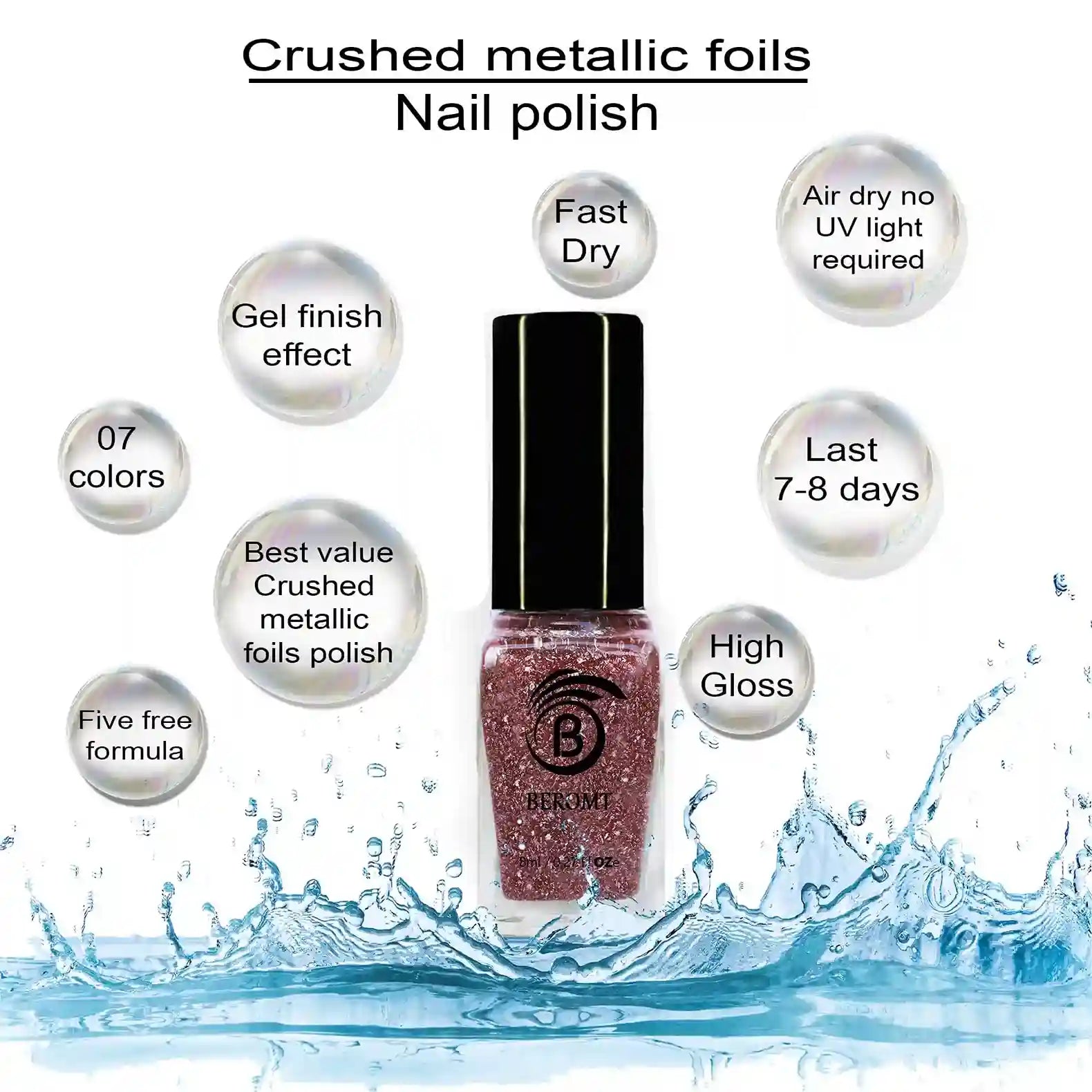 Benefits of crushed metallic foil nail polish.