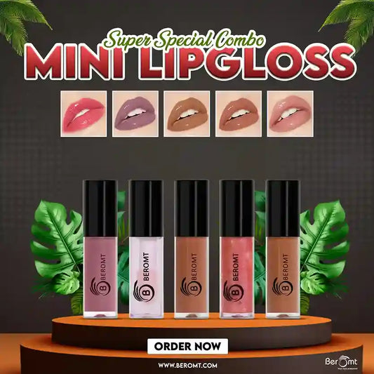 Mini nude gloss combo of 5 Lipsticks