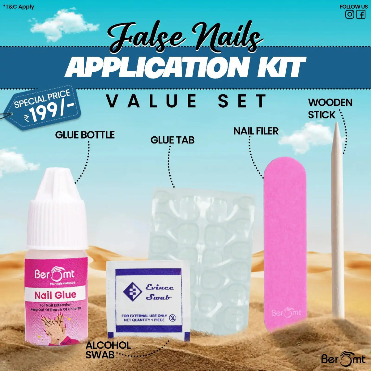 False nails application kit- value set of 05 nail tools