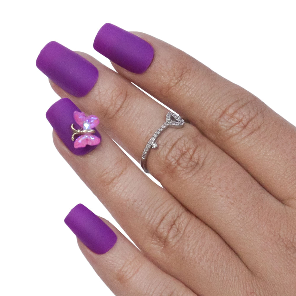 BUTTERFLY CHARM FALSE NAILS - BFNC 05 BFC (NAIL KIT INCLUDED)