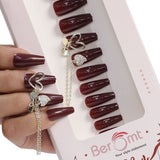 DOUBLE CHAIN CHARM FALSE NAILS - BFNC 06 DC (NAIL KIT INCLUDED)