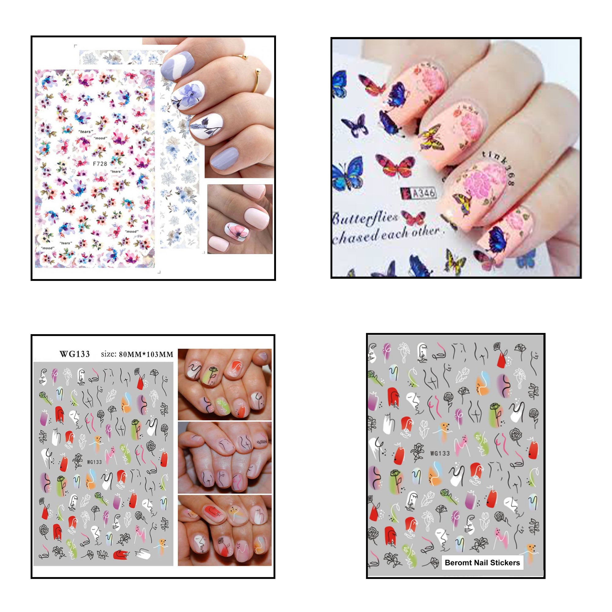 Forever Love Rose Nail Stickers Mixed Designs | Shop Decals for Nail Art